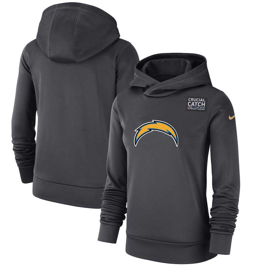 Women Los Angeles Chargers Anthracite Nike Crucial Catch Performance Hoodie